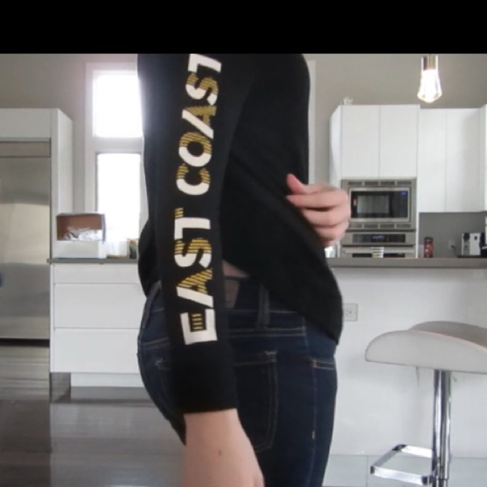 East- West cut out crop hoodie